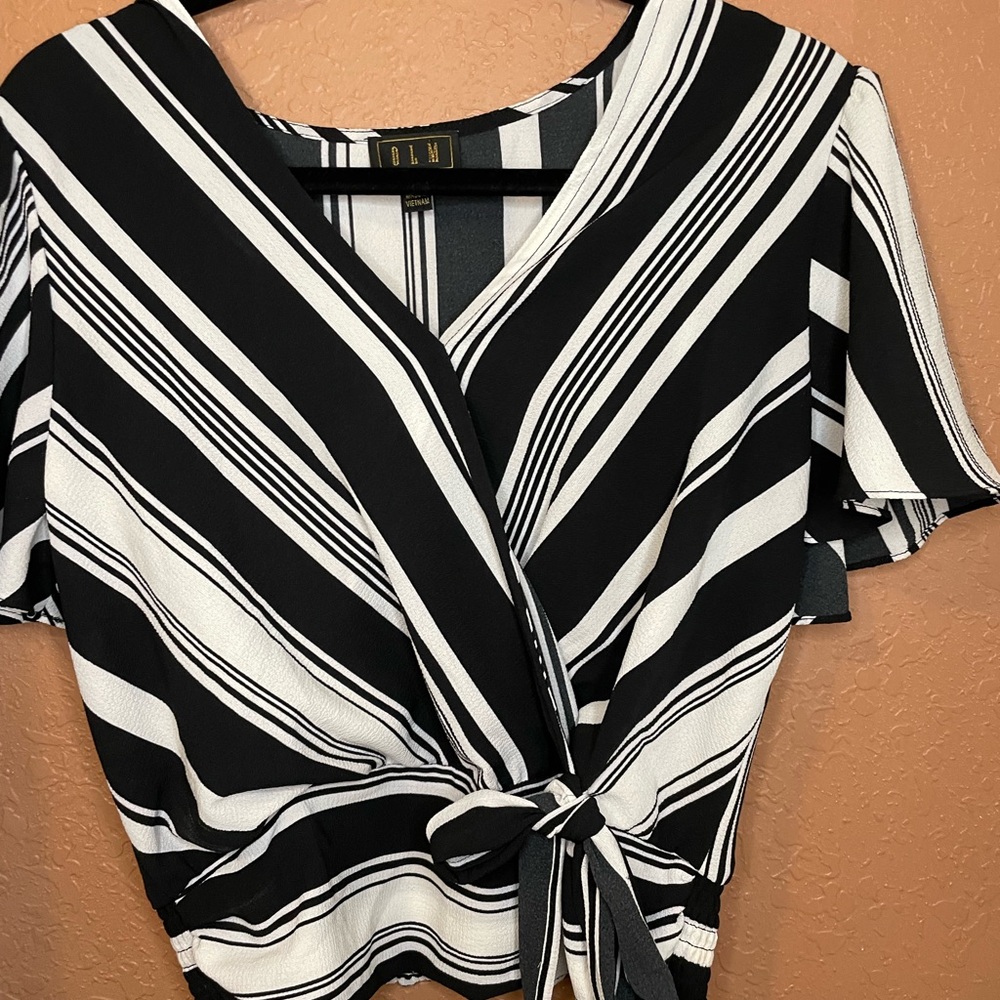Black and white stripped blouse